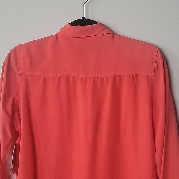 NWT Equipment S Coral Silk Button Up Modest Long Sleeve Office Shirt Top Blouse - Picture 11 of 13